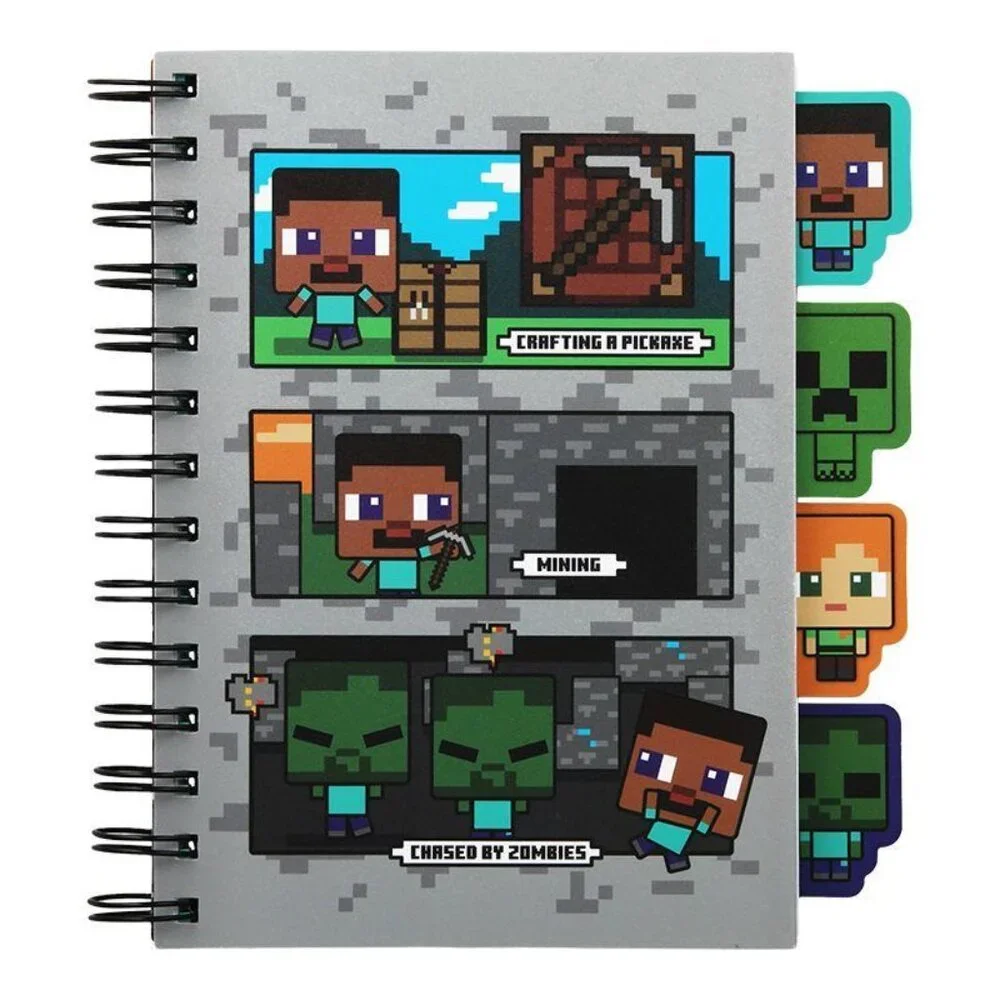NEW Minecraft Notebook with Dividers School Supplies Spiral Journal 160 Pages Sp